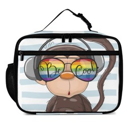 Muishi Cute Monkey Reusable Lunch Box Insulated Lunch Bag Cooler Bag Lunchbox Meal Food Container Tote Bag for Women Kids Girls Boy School Camping Hiking Picnic Beach Travel