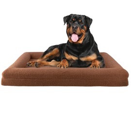 PETMAKER Orthopedic Pet Bed - 45in Large Dog Bed with Supportive Bolster, Nonslip Bottom, and Removable Washable Cover - Memory Foam Pet Beds for Large Dogs - Dog Products (Brown)