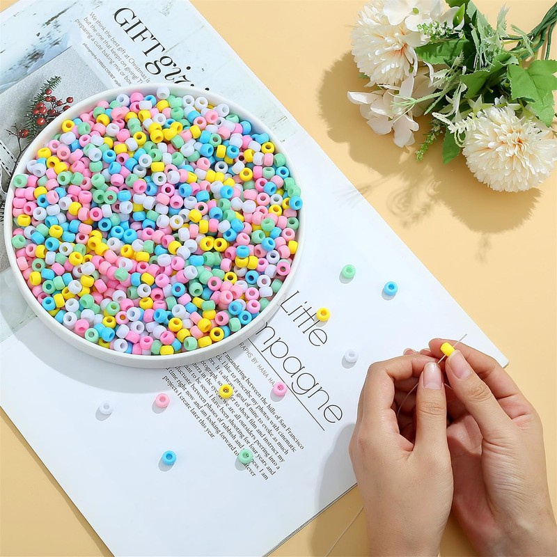 GUJOXILA Pack of 1000 Macaron Colour Pony Beads with for