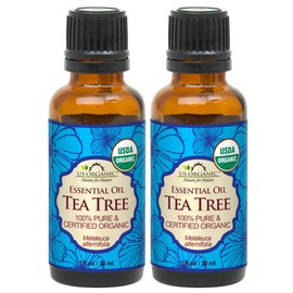 US Organic 100% Pure Tea Tree Essential Oil, Steam Distilled, USDA Certified Organic, for Hair, Skin, Scalp, Foot, Toenails, and Nail Polish - 30 ml, 2 Pack