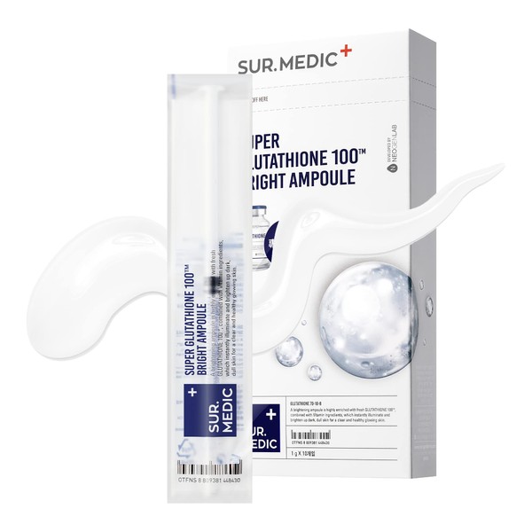 SUR.MEDIC+ Super Glutathione 100™ Bright Ampoule 0.35 oz / 10g (1g x 10ea) - Brightening, Skin Elasticity, Anti-aging, illuminating and hydrating care - Korean Skin Care