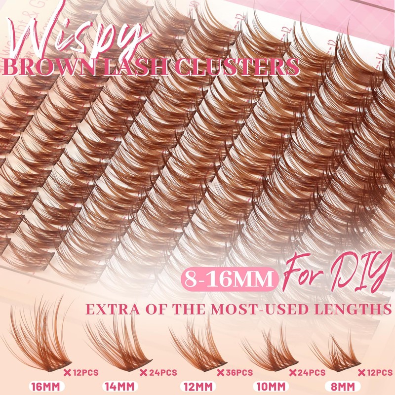 Brown Lashes Clusters Wispy Eyelash Clusters Natural Look (Drifter Brown)