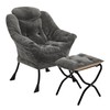 Halituny Fabric Lazy Chair with Ottoman, Oversized Upholstered Sofa Chair