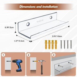 YUEHUA Vinyl Record Display,vinyl record holder wall mount,Acrylic Album Vinyl Record Holder Wall Mount and Display Your Favorite LP Records in Style (pack of 6)
