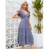 MURMUREY Women 2023 Summer Casual Floral Print Short Flutter Sleeve