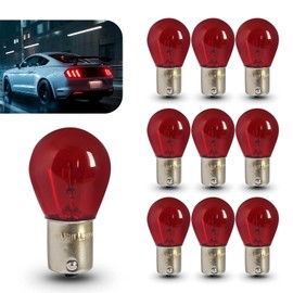 Opuweiy 1156 Light Bulb, 10 PCS Turn Signal Bulb, P21W S25 12V BA15S Halogen Bulb, Universal for Cars,Trucks,SUVs (Red)