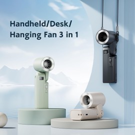 Portable Handheld Fan, 4000mAh Battery Operated Rechargeable Personal Fan, LED Display, 0-100 High Speed, Lightweight, Foldable Design, Hand/Desk/Neck 3 in 1 Cooling for Travel, Women, Man-Blue