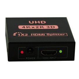 InstallerCCTV HDMI Audio Video Splitter 1 in 2 Out, 4K Ultra HD Resolution, Powered HDMI Splitter for Dual Duplicate Monitors Ver 1.4 Certified for Full HD 1080P High Resolution & 3D Support