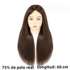 PUBAMALL Cabeza de maniquí con 75% de cabello real, Para