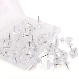 Yalis Giant Push Pins 40 Pieces Clear Thumb Tacks Steel Point Big Plastic Heads Pins Marking Pins for Cork Board (Clear 40)