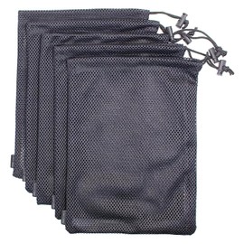 AMYXIYUAN 5Pcs Nylon Sack Durable Net Bag Black Mesh Bag Multi-Functional Drawstring Mesh Bags Polyester Drawstring Net Bags