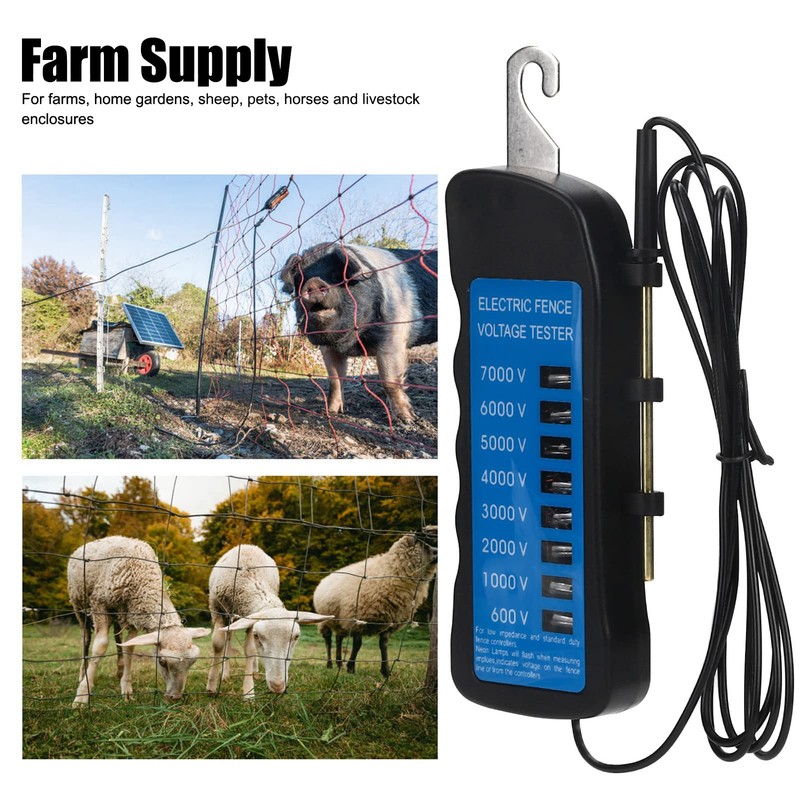 Riuulity Electric Fence Voltage Tester Multi Light Voltage Detection for