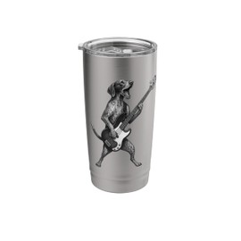 German Shorthaired Pointer Playing Bass Guitar Rock Music Stainless Steel Insulated Tumbler