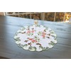 Decorative Round Table Topper with Hummingbirds and Flowers, White Embroidered
