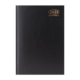 1ABOVE Premium Quality 2025 A5 Day to Page Appointment Diary |Hardback Casebound DAP Year Planner for Appointments- for Home and Office Use (BLACK)
