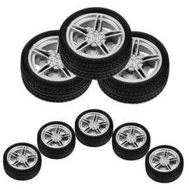 Kisangel 8pcs DIY Car Wheels Replacement Wheels for Crafts Enhance Creativity and Motor Skills for Model Assembly and Play Black