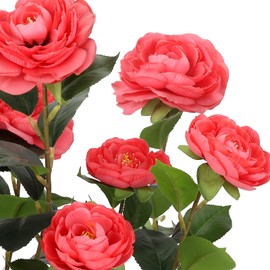 Romantic Season 2FT Pink Artificial Camellia Tree 2Pack, Faux Camellia Plant Fake Potted Camellia Flower Tree for Modern Home Office Living Room Floor Décor