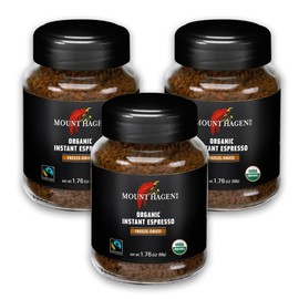Mount Hagen Instant Espresso Coffee 3 Pack, Eco-friendly Organic Espresso Coffee Made From Medium Roast Arabica Beans, Freeze Dried Instant Coffee, Fair-Trade, Kosher [3x1.76oz/50g Jar]
