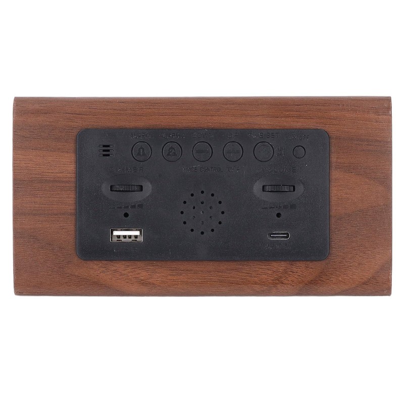 Wooden Digital Alarm Clock, LED Clock Electric Clock LCD Digital