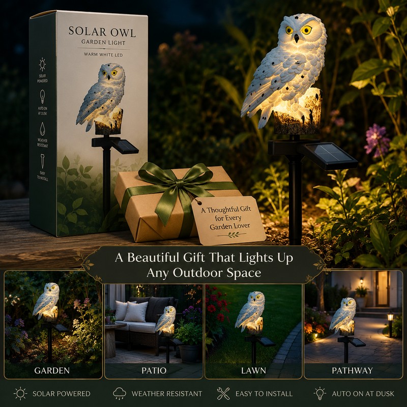 Solar Owl Garden Light for Outdoor Decor – Waterproof LED