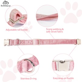 Bubblepup Velvet Dog Collar, Soft Dog Collar for Small Medium Large Dogs