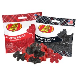 Needzo Red and Black Licorice Scottie Dogs, Gluten Free Vegetarian Friendly Gummy Candies Variety Pack, Healthy Snacks for Adults, Pack of 2