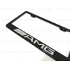 License Plate Frame 1pc 3D AMGEmblem Badge BLACK Stainless Metal