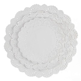 HAKSEN 108 PCS Paper Lace Doilies Combo, Pack 36 Each 6.5", 8.5", 10.5",Baked, Grilled, Fried Food,Tableware Decoration