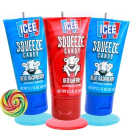 Does Not Apply ICEE Squeeze Candy Gel Tubes Blue Raspberry and Cherry Flavored Squeezable Liqui