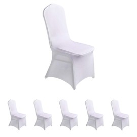 6pcs Spandex Chair Cover Stretch Slipcovers for Wedding Party, Dining Banquet Chair Decoration Covers by LZY (White, 6)