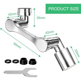 Aireador extensor de grifo giratorio de 1080 ° Extensor De Grifo Giratorio De Gran ángulo Universal Extension Difusor Con 2 Modos de Chorro para Regulador de Chorro de Agua para Grifos de Cocina,Baño