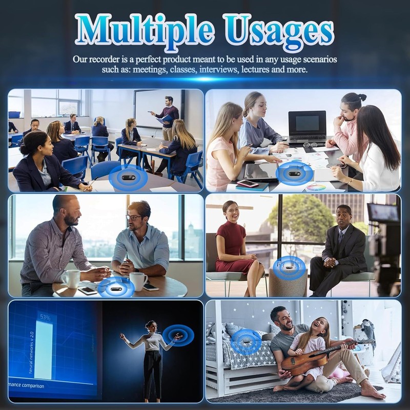 Chicnew 64GB Digital Voice Recorder with Playback - 750 Hours