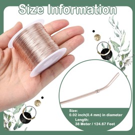 DanLingJewelry 124.67 Feet Pink Copper Craft Wire 26 Gauge 0.4mm Round Bendable Metal Craft Wire for Jewelry Making Supplies