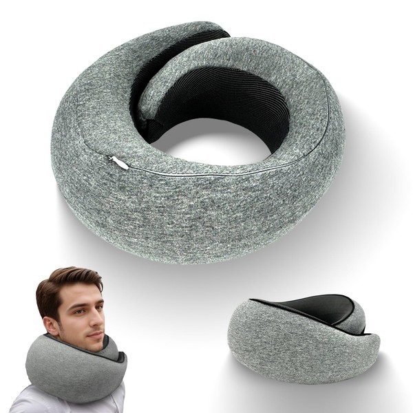 2024 Ergonomic Travel Neck Pillow,Neck Pillow Airplane,Premium Memory Foam,360º Contoured
