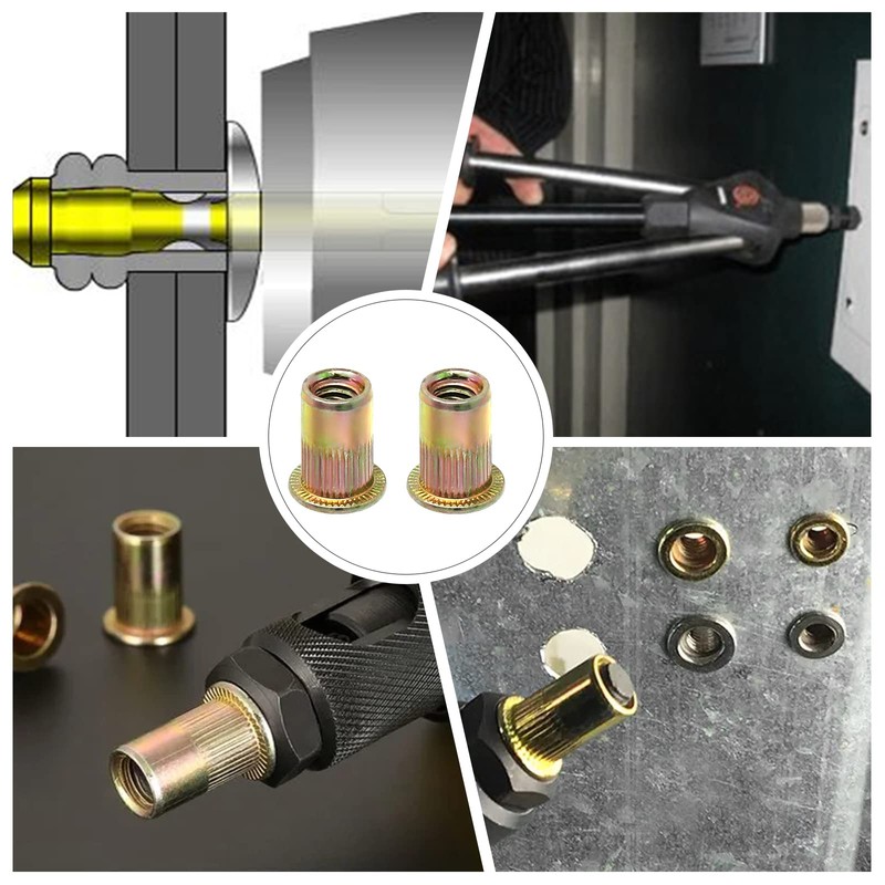 Wkmamo 120 Pcs M8 Rivet Nuts,Zinc Plated Carbon Steel Rivet