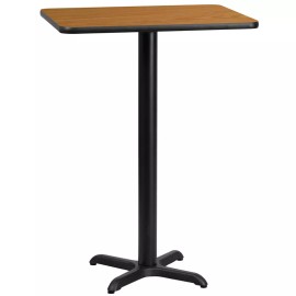 Belnick 24" x 30" Natural Laminate Table Top With Base - Bar Height Restaurant Table