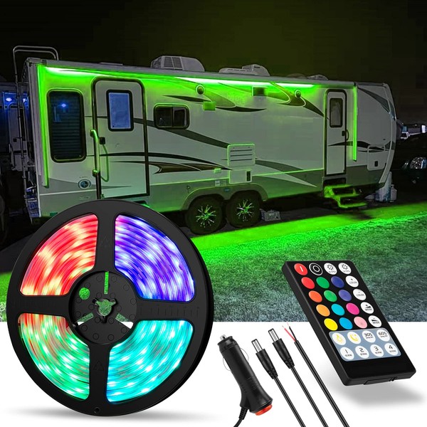 WELLUCK RV LED Camper Awning Lights, 12V, 12FT/3.6M, Dimmable, Remote
