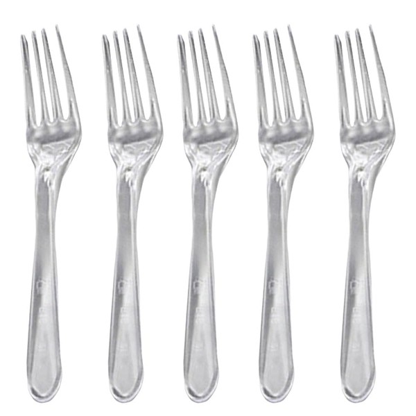 7 Inch Clear Plastic Disposable Forks [100-Pack] - BPA-Free, Durable