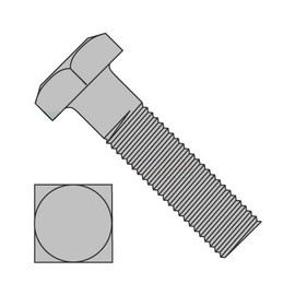 1/4 x 1-1/4" Square Head Machine Bolt Plain Steel (Quantity: 2000) Coarse Thread, Partially Threaded, 1/4-20 x 1-1/4"