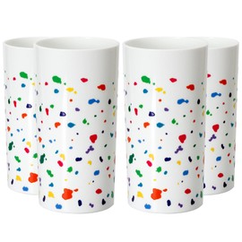 Youngever 4 Pack 16 Ounce Plastic Tumblers, Plastic Drinking Cups, Cafe Break-Resistant Drinking Glasses, Shatterproof Drinking Tumblers, Reusable | NO BPA | Top-rack Dishwasher Safe (3D Splatter)