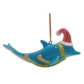 Dolphin with Scarf and Hat Christmas Ornament, Holiday Décor, Nautical Theme, 4.25 Inches