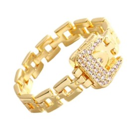 ellifam Belt Ring For Finger Adjustable Chain Link Belt Ring Oldmoney ring Design Elegant Occasions, Gift Women, wierd ring, Chain Minimalist, Chunky ring, Sterling Silver, No Gemstone