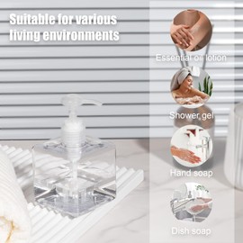 Pump Bottle, 8.5oz/250ml Refillable Plastic Empty Lotion Soap Dispenser Liquid Container for Shampoo or Body Wash, 2 Pack Clear