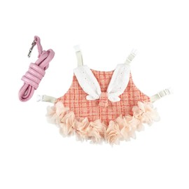 Bunny Rabbit Ferret Harness and Leash Set, Bunny Clothes for Rabbits, Small Animal Guinea Pig Dress Clothes for Kitten Ferret Chihuahua Puppy Mini Dog and Small Animals Harnesses (S, Orange)