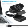 Full HD 1080P Webcam With Microphone, Privacy Cover, USB Computer