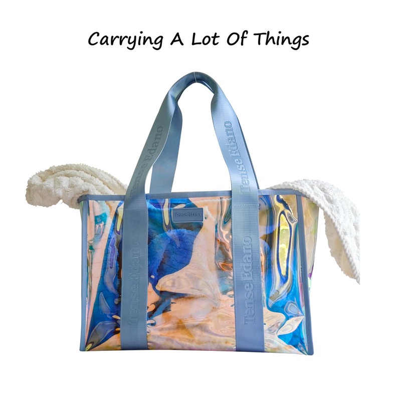 Tense Edano Iridescent Beach Tote for Women, Large Beach Bag