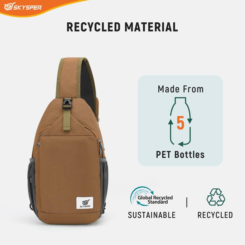 SKYSPER Sling Bag RFID Cross Body Bag Recycled Crossbody Backpack