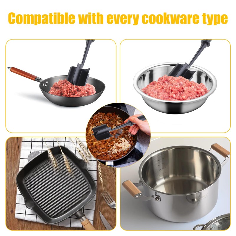 5-Blade Meat Chopper & Masher – Multi-Purpose Kitchen Tool for