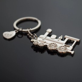 Train Engine Steam Locomotive Keychain Key Chain Love Dad Heart Fathers Day Gift