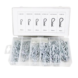 HFS(R) Hitch Pin Assortment Kit 150-Piece with Case Zinc Plated Steel R Metal Clips 6 Popular Sizes for Automotive, Machinery and DIY Projects